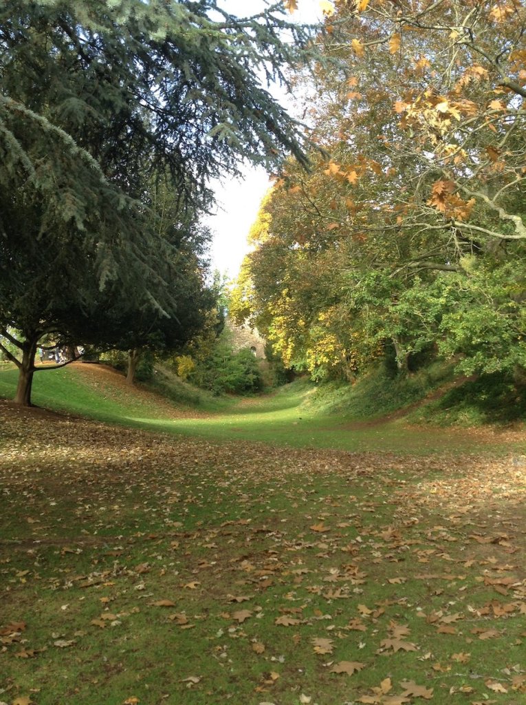 Broad walk through Rougemont Garden in Exeter, Devon, England.